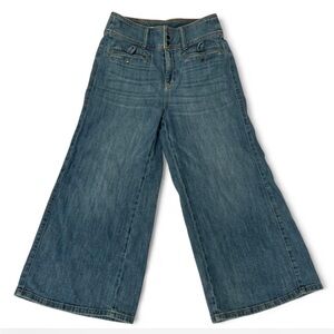 Pilcro Anthropologie Wide Leg crop Women's Jeans in Medium Blue 28